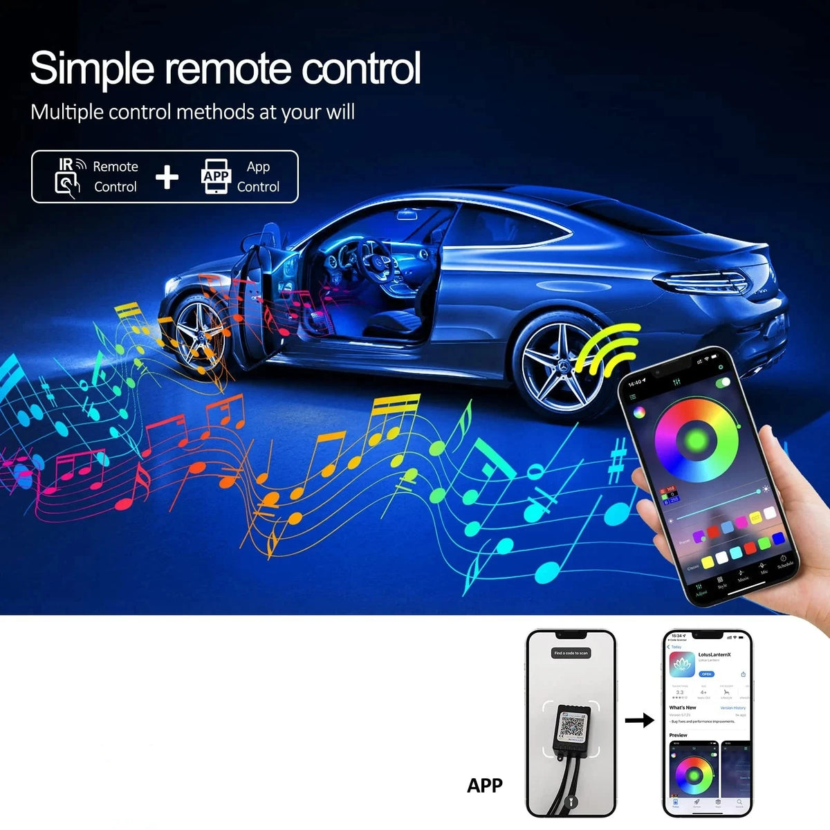 LED Car Interior Ambient Strip Lights